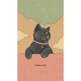 ✨ c46d4d13 kucing, hewan, bulan, bintang, hewan peliharaan, imut, kalung telegram sticker