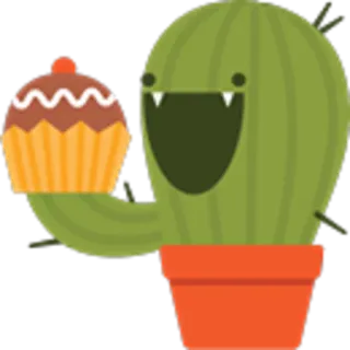 😳 3b9ff5f7 cacto, cupcake, planta, sobremesa, desenho animado, fofo telegram sticker