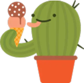 🍦 5eb2db89 cacto, sorvete, comida, deserto, planta, fofo, kawaii, lambendo telegram sticker