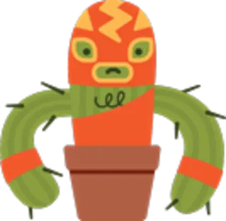 😡 92e85820 cacto, lucha libre, lutador, planta, máscara, desenho animado telegram sticker