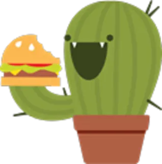 🍔 ab98aa2e cacto, hambúrguer, burger, planta, comida, fofo, desenho animado telegram sticker