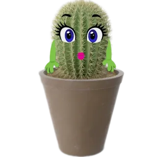 ☺️ 10ca39ee kaktus, roślina, kreskówka, oczy, roślina doniczkowa, słodkie telegram sticker