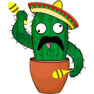 😒 c1411d95 cactus, maracas, mexicain, sombrero, dessin animé, drôle, fiesta, plante telegram sticker