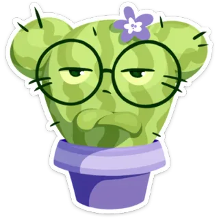 😒 25c75f88 선인장, 식물, 꽃, 안경, 화분, 심술궂은, 만화 telegram sticker