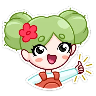 👍 af769890 女の子, 可愛い, 花, 漫画, 幸せ, いいね telegram sticker