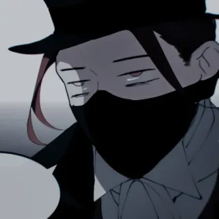 ✖️ 469c97d3 Styl anime, Postać, Maska, Kapelusz, Sztuka cyfrowa, Ilustracja telegram sticker