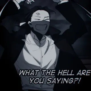 🔍 59eb9613 WHAT THE HELL ARE YOU SAYING?! Anime, Wyraz, Złość, Wykrzyknik, Kreskówka, Dialog telegram sticker