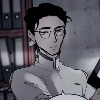 ⚓️ ac339930 mężczyzna, okulary, biuro, portret, anime, postać telegram sticker