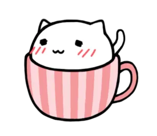 😕 0553277c 猫, カップ, かわいい, カワイイ, 動物, 子猫, ティーカップ telegram sticker