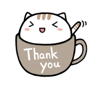 🙏 0f0704b3 Thank you 猫, ありがとう, コーヒー, カップ, かわいい, 動物, 可愛い, 挨拶 telegram sticker