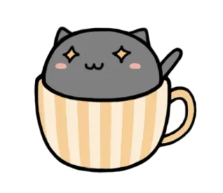 😊 3cdd7b4d 猫, カップ, 可愛い, かわいい, 動物, ペット telegram sticker