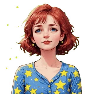 😴 26bab802 desenho animado, menina, retrato, estrelas, azul, pijama telegram sticker