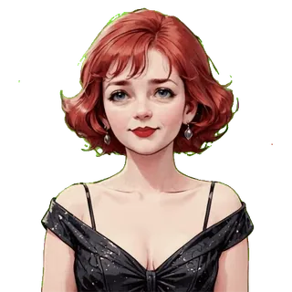 😘 c91d1549 mulher, cabelo ruivo, retrato, arte digital, vestido telegram sticker