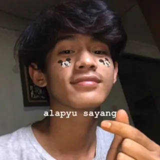 🪐 3f210c9e alapyu sayang teenager, heart gesture, mickey mouse, happy, person, sticker telegram sticker