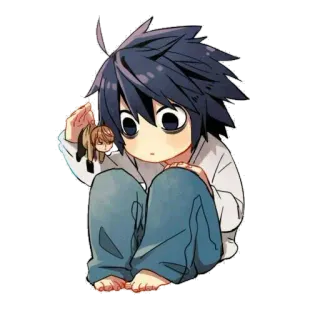 😎 f5dc139a L Lawliet Death Note Anime, Manga, Detectives, Intelectual, Kawaii telegram sticker