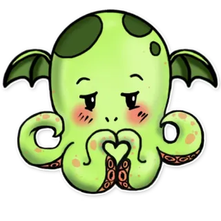 ☺️ 835b6579 Cthulhu คธูลู, สัตว์ประหลาด, ปลาหมึก, น่ารัก, คาวาอิ, สติกเกอร์ telegram sticker