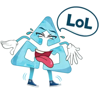 😆 a7169e66 LOL LOL, triangle, cartoon, emoji, expression, funny telegram sticker