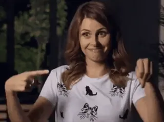 👉 54207749 女性, 猫, 指差し, Tシャツ, 猫 telegram sticker