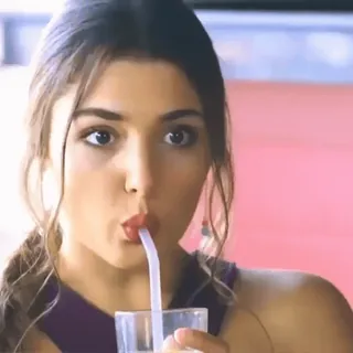 ❤️ febeb05f 女性, 飲む, ストロー, 飲み物, ポートレート telegram sticker