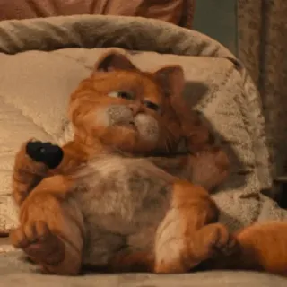 🤣 4af96f57 Garfield Garfield, Cartoon, Kat, Oranje kat, Lui, Grappig telegram sticker