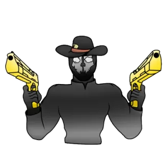 🔫 a5ff389d arma, caubói, caveira, western, chapéu, pistoleiro telegram sticker