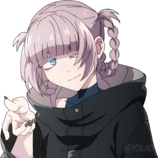 😉 37c44459 Anime, Garota, Tranças, Moletom com capuz, Desenho animado telegram sticker