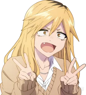 ✌ 6389b96b Anime, Garota, Loira, Paz, Fofa telegram sticker