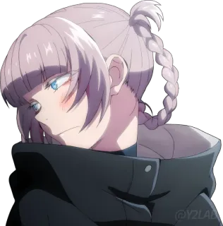 😳 b294e11d Anime, Garota, Fofa, Trança, Cabelo roxo telegram sticker