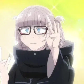 💈 34c5539c Anime, Mädchen, Brille, Stinkefinger telegram sticker