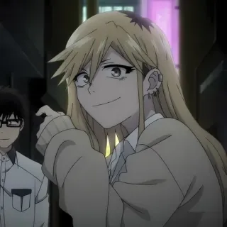 💈 97fb34f8 Anime, Mädchen, blonde Haare, Charakter, lächelnd telegram sticker