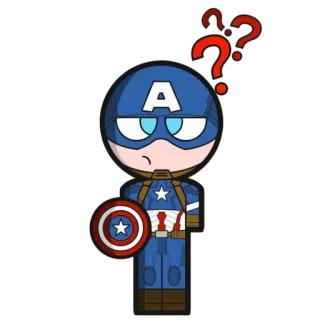 🤔 c2c08f2e Captain America 마블, 슈퍼히어로, 만화, 캐릭터, 혼란스러움, 물음표 telegram sticker