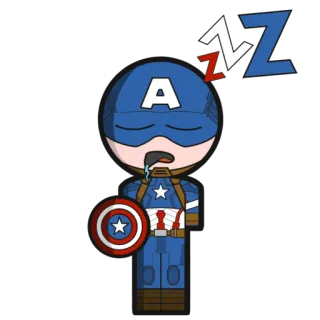 😴 fb9cb1bf Captain America 캡틴 아메리카, 슈퍼히어로, 자는, 만화 telegram sticker