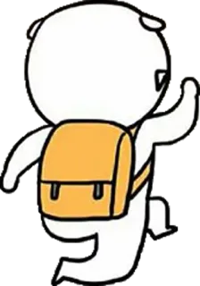 🏃 9126435a 卡通, 角色, 背包, 走路, 白色, 动物, 友善 telegram sticker