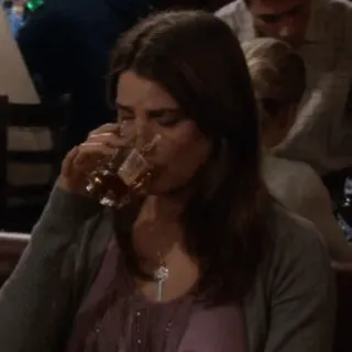 🏒 72dfef75 Robin Scherbatsky How I Met Your Mother kobieta, picie, alkohol, Robin Scherbatsky, How I Met Your Mother, serial telewizyjny telegram sticker