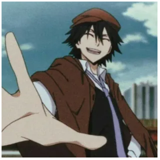 🍃 74b04555 Ranpo Edogawa Bungou Stray Dogs Anime, Ranpo Edogawa, Bungou Stray Dogs, Charakter, lächelnd, Hut telegram sticker