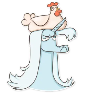 ☹ 2c299a11 jednorożec, kurczak, zwierzęta, kreskówka, śmieszne, naklejka telegram sticker