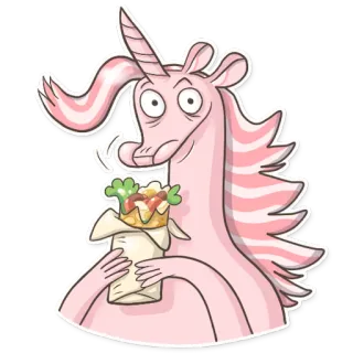 🌯 5a401e0f jednorożec, jedzenie, śmieszne, kreskówka, słodkie, naklejka telegram sticker