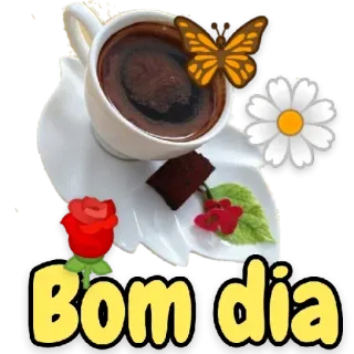 🙏 de478b54 Bom dia café, rosa, flor, borboleta, chocolate, bom dia, bom dia telegram sticker