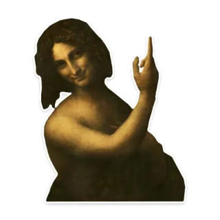 👆 0a1e0f2f Mona Lisa Мона Лиза, средний палец, искусство, стикер, юмор telegram sticker