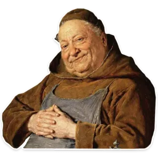 😏 0be57b6f мужчина, портрет, монах, старый, исторический, коричневая ряса, фартук telegram sticker
