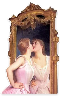 😙 58dbd47c поцелуй, женщины, зеркало, lgbtq telegram sticker