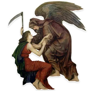 💀 7ee4432b смерть, ангел, женщина, жнец, коса, крылатый, скорбь telegram sticker