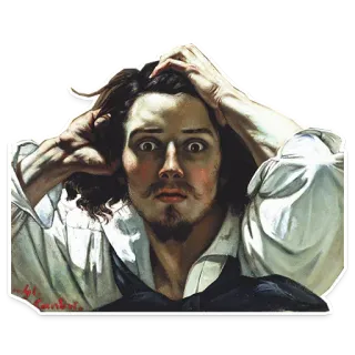 😳 dc91739d искусство, живопись, мужчина, портрет, эмоция, тревога, в стрессе, лицо telegram sticker