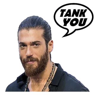 😀 6e2f5173 TANK YOU grazie, uomo, espressione, saluto, uomo con barba, fumetto whatsapp sticker