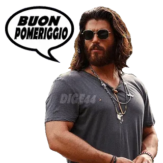 ☀️ cf08e998 BUON POMERIGGIO uomo, occhiali da sole, barba, saluto, buon pomeriggio telegram sticker