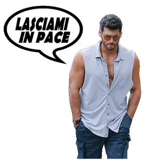 📵 dcbe7ac8 LASCIAMI IN PACE uomo, sticker, italiano, lasciami stare, frase, espressione telegram sticker