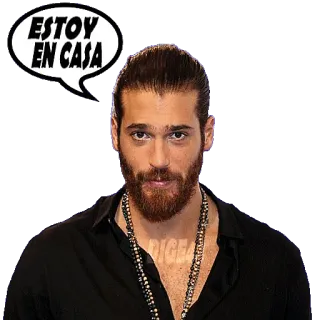 🏚 24813e6e ESTOY EN CASA mann, bart, sprechblase telegram sticker