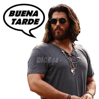 ⛅️ cafa920a BUENA TARDE Mann, Sonnenbrille, Bart, Guten Tag, Gruß telegram sticker