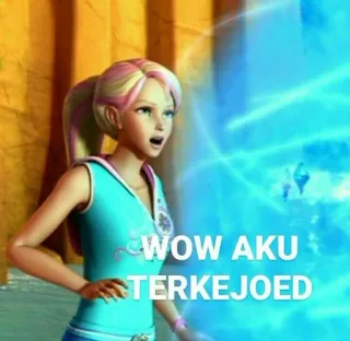 🌟 b975109e WOW AKU TERKEJOED Barbie, Bất ngờ, Sticker, Phim hoạt hình telegram sticker