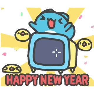 🎊 83085a13 HAPPY NEW YEAR anno nuovo, festa, cartoni animati, carino, saluto, festivo whatsapp sticker